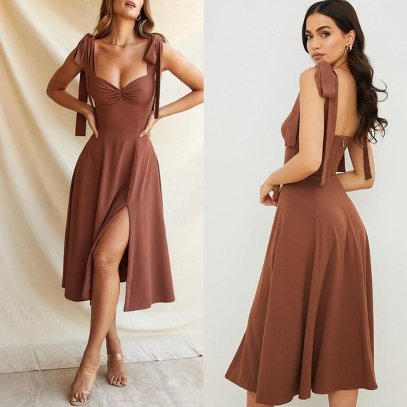 HOUSE OF CB 'Alicia' Cocoa Midi Sundress - Picture 4 of 13